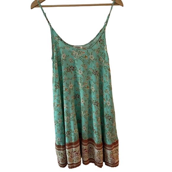 Umgee boho ditzy floral sleeveless shift dress woman's Small Mint green - Picture 1 of 10